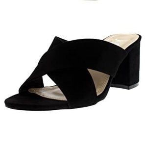 Womens Open Toe Cut Out Mules Fashion Block Heel S